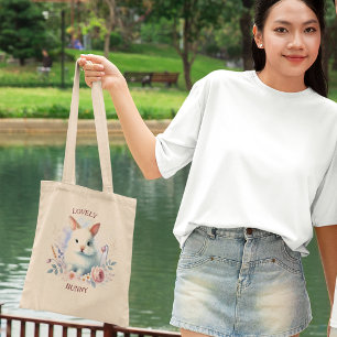 Bolso De Tela Bonito Tote Bunny Pastel - Diseño Cuto y Paradisía