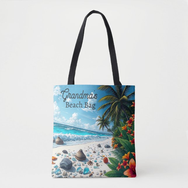 Bolso De Tela Bonito Tropical Beach Scene Coastal Personalizada (Anverso)