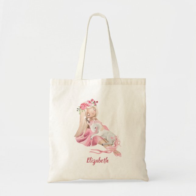 Bolso De Tela Bonito Unicorn Chica Ballerina (Frente)