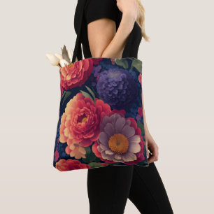 Bolso De Tela Bonito vintage Naranja rojo mamá púrpura peony flo