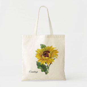 Bolso De Tela Bonito Vintage Yellow Brown Sunflower