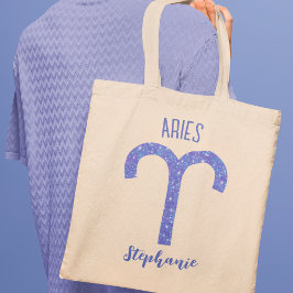 Bolso De Tela Bonitos Aries Rótulo Astrología Purple Personaliza