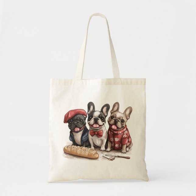 Bolso De Tela Bonjour French Bulldogs (Frente)