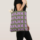 Bolso De Tela Bonjour | Moda Olive and Lilac Bold Typography<br><div class="desc">Bonjour | Moda Oliva y Lilac Tipografía Negrita Tote Bag</div>