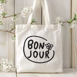 Bolso De Tela Bonjour Sencillo y moderno saludo francés floral<br><div class="desc">Bonnjour Simple Modern Floral French Greeting Tote Bags presenta un diseño sencillo y moderno con el texto "Bonjour" en tipografía de escritura moderna. Creado por Evco Studio www.zazzle.com/store/evcostudio</div>