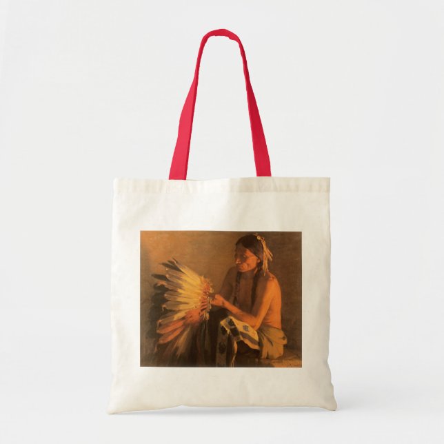 Bolso De Tela Bonnet de la vieja guerra por Joseph Henry Sharp (Frente)