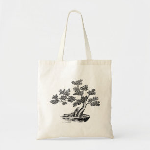 Bolso De Tela Bonsai - Estilo chino - blanco y negro