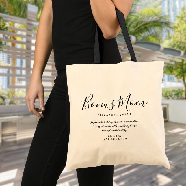 Bolso De Tela Bonus Mom Elegant Script Stepmom Cita Tote Bag (Bonus Mom Elegant Script Stepmom Quote Tote Bag)