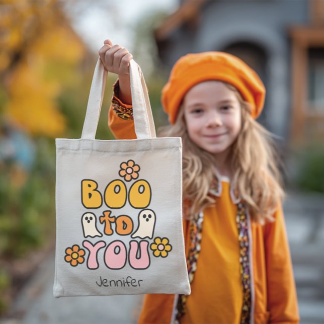 Bolso De Tela Boo a ti Halloween personalizado (Personalized Halloween Tote Bag)