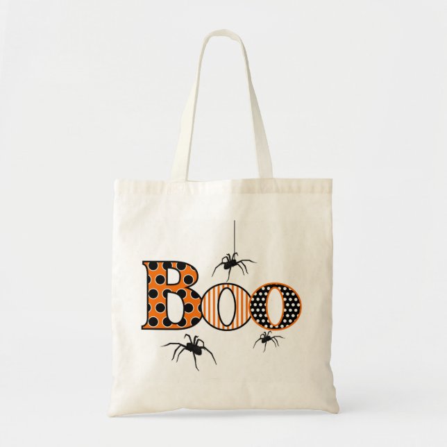 Bolso De Tela BOO con Spiders Halloween (Frente)