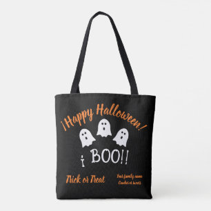 Bolso De Tela Boo Halloween, Naranja negro, nombre familiar, fel