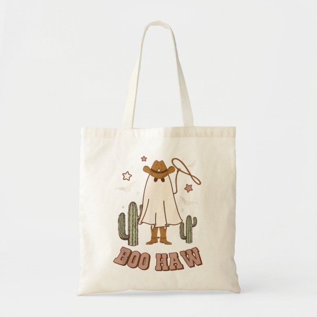 Bolso De Tela Boo Haw Fantasma Graciosa Cowboy Cowgirl Halloween (Frente)