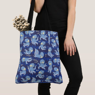 Bolso De Tela Boo Octopus Niños Azules Ropa y Decoración