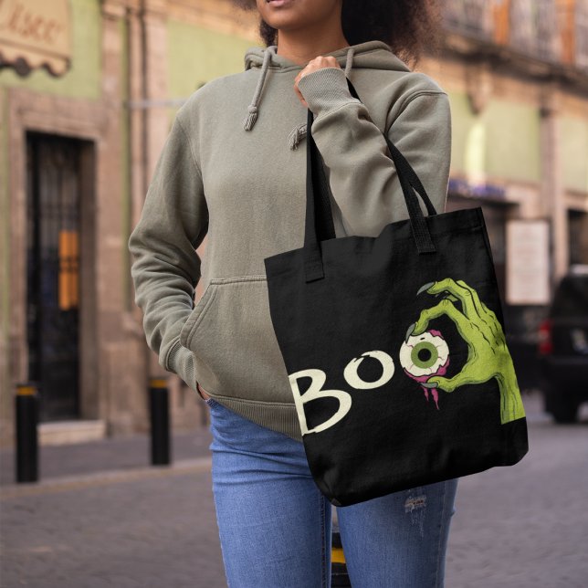 Bolso De Tela Boo Scary Witch Hand Holding Creepy Eye Halloween (Subido por el creador)