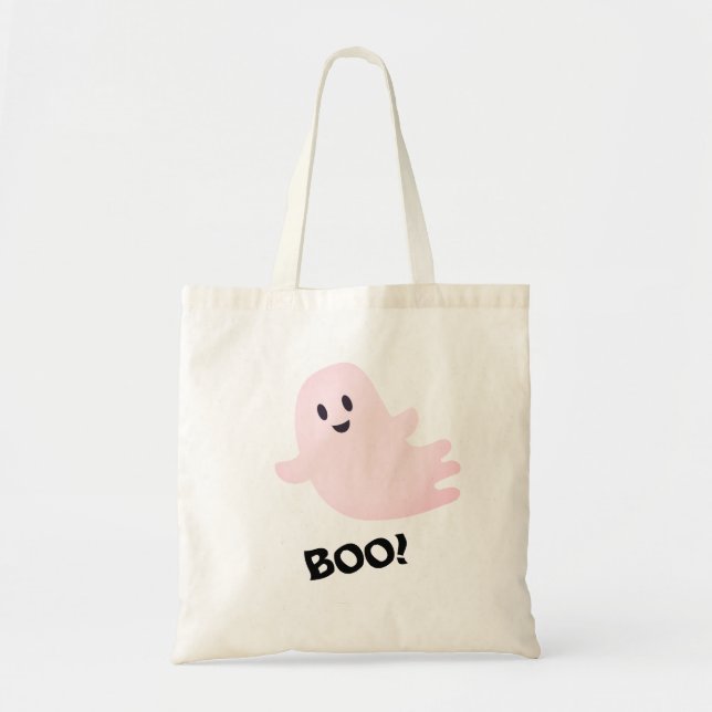 Bolso De Tela Boo Sweet Pink Ghost Halloween (Frente)