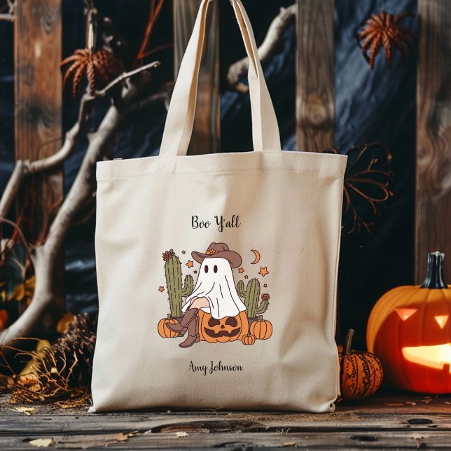Bolso De Tela Boo Y'all Personalizado Halloween Western Tote Bag (Subido por el creador)
