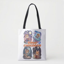 Bolso De Tela Book Explorer – Cute Cat Reading Adventure