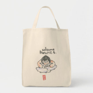 Bolso De Tela Bookbag -- "Consumo bibliotecas "