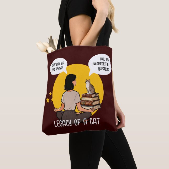 Bolso De Tela Bookish Cat Lover Intellectual Humor Quote Art (Detalle)