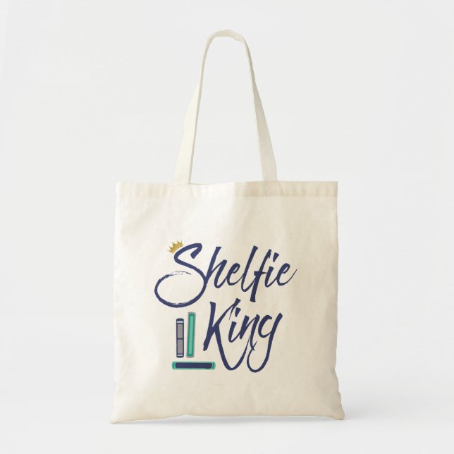Bolso De Tela Booklover Shelfie King (Frente)