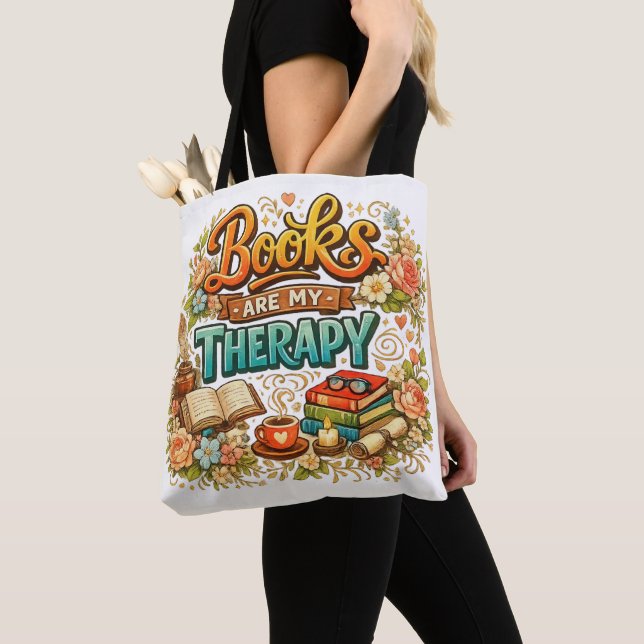 Bolso De Tela Books are my therapy (Detalle)