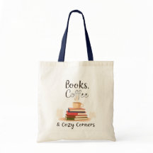 Books Coffee & Cozy Corners Tote Bag | Book Lover 