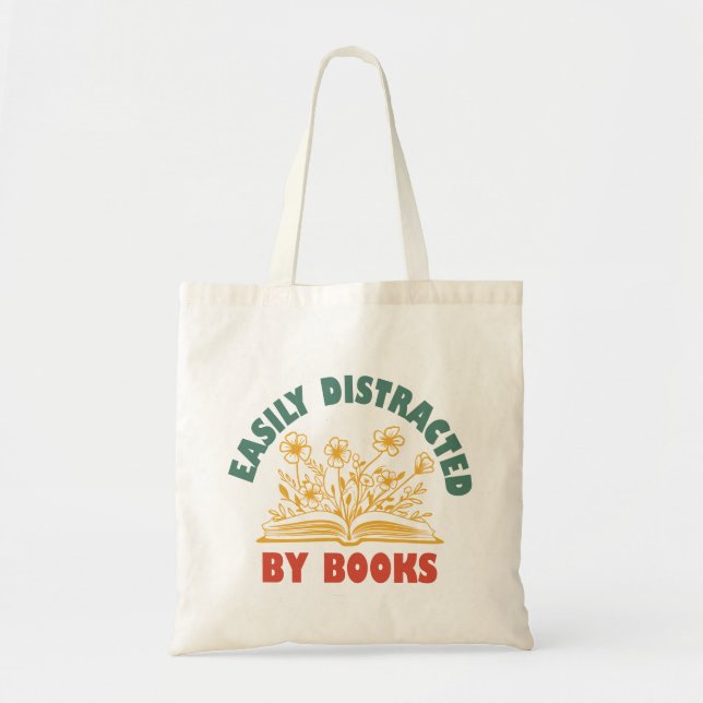 Bolso De Tela Bookworm Graciosamente Distrado Fácilmente Por Lib (Frente)