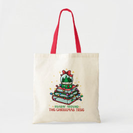 Bolso De Tela Bookworm Reading Around the Christmas Tree