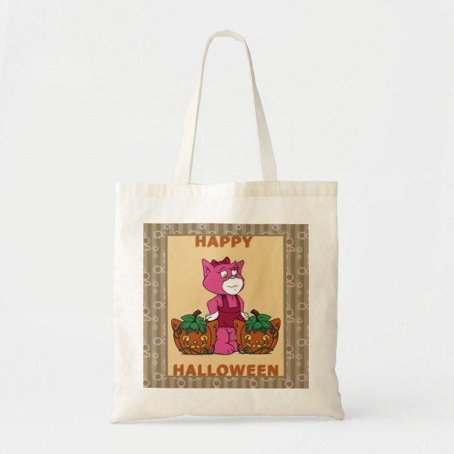 Bolso De Tela Boomi Cats Kitty Pumpkins Poster (Frente)