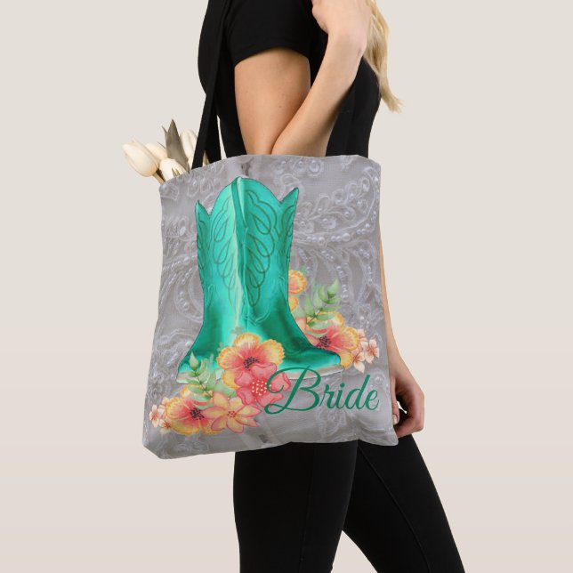 Bolso De Tela Boots Boda Novia Tote Bag (Detalle)