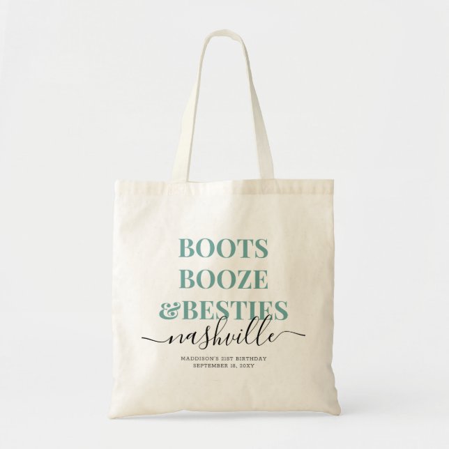 Bolso De Tela Boots Booze Bestis viaje de Verde azulados Chicas  (Frente)