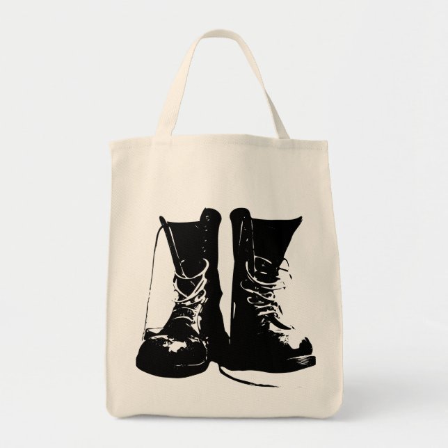 Bolso De Tela Boots (versión negra) Tote de comestibles (Frente)