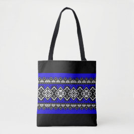 Bolso De Tela Bordado azul