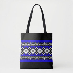 Bolso De Tela Bordado azul