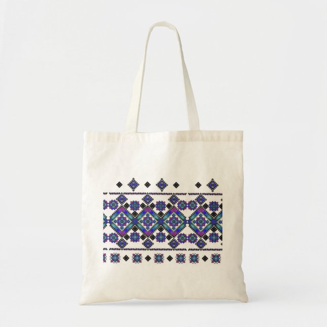 Bolso De Tela Bordado azul (Frente)
