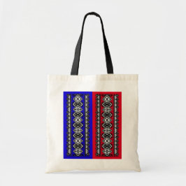 Bolso De Tela Bordado azul y rojo