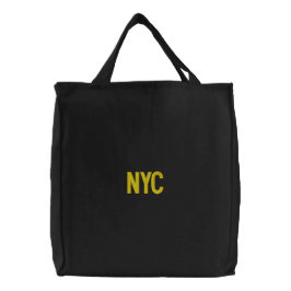 Bolso De Tela Bordado Classic NYC Text Mark Modern