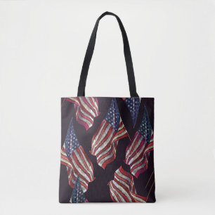 Bolso De Tela bordado de bandera estadounidense: patrón patrióti
