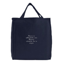 Minimalist custom quote embroidered bag