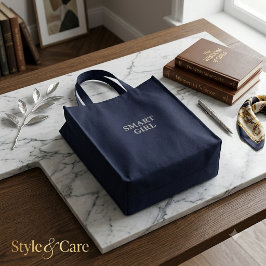 Bolso De Tela Bordado Texto de CHICA INTELIGENTE con estilo