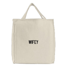 Bolso De Tela Bordado Wifey Personalized Elegant Embroidered Tote Bag