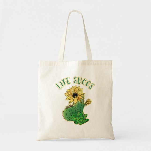 Bolso De Tela Bordaza suave de floral y cacti (Frente)