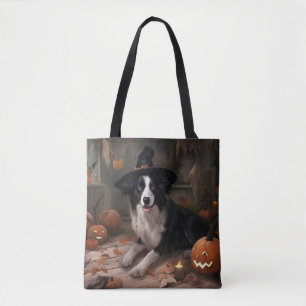 Bolso De Tela Borde de Collie Pumpkins Halloween Scary