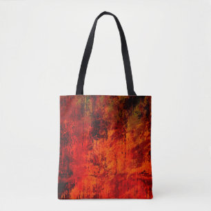 Bolso De Tela Borde de color rojo sucio, negro y pelado. Salón