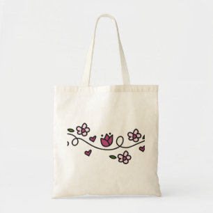 Bolso De Tela Borde de flor