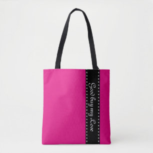 Bolso De Tela Borde de franjas negras con puntos de plata de gar