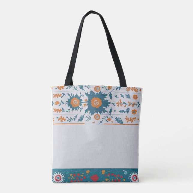 Bolso De Tela Borde floral (Reverso)