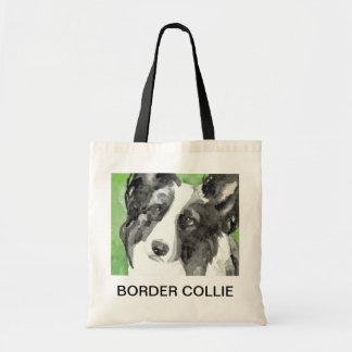 Bolso De Tela Border Collie Acuarela