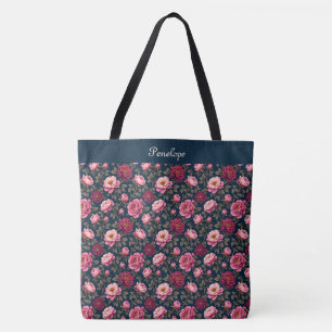 Bolso De Tela Borgoña oscura y rosa