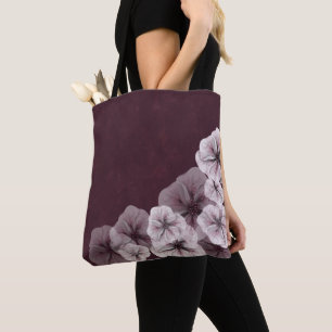 Bolso De Tela Borgoña texturizada con las flores